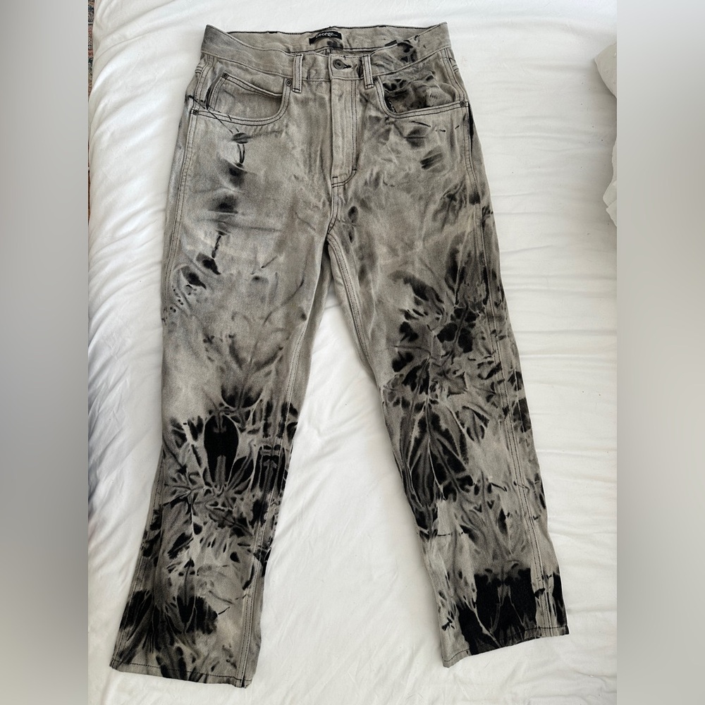 Black and Gray Tie-Dye Men Jeans